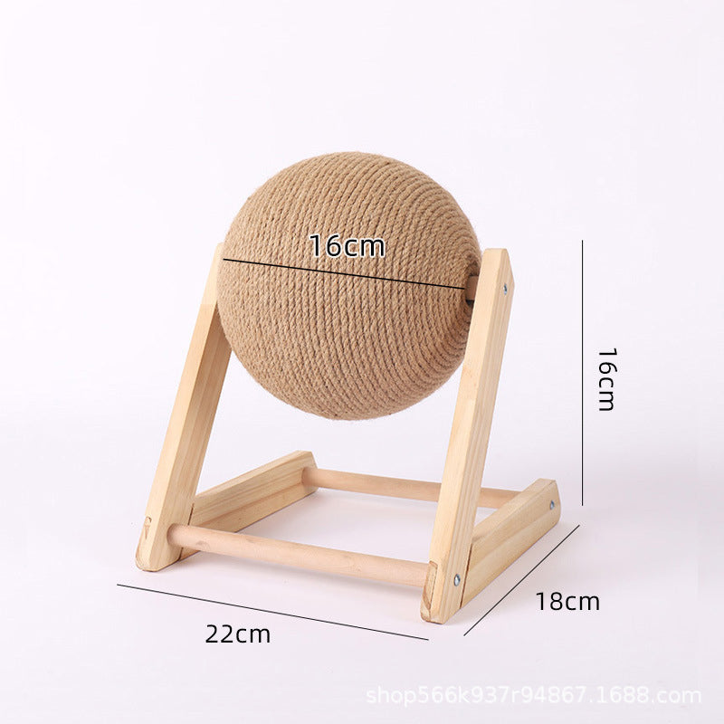 Wooden Cat Scratcher with Sisal Rope Column
