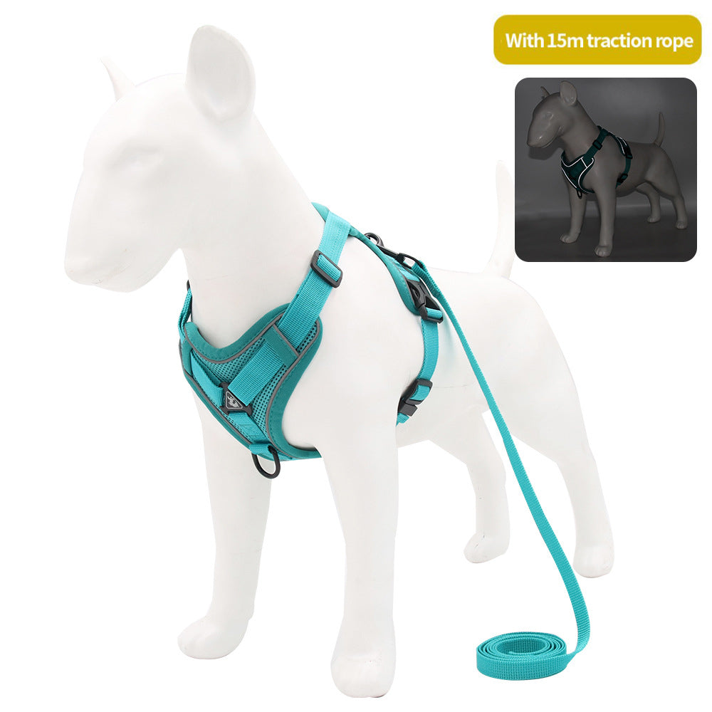 Reflective Vest-Style Dog Harness with Leash