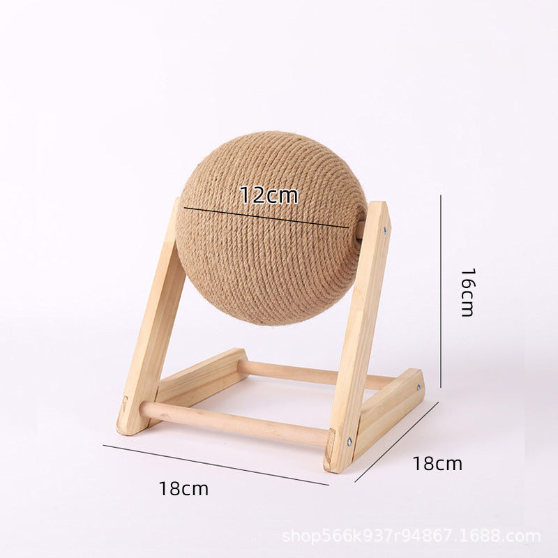 Wooden Cat Scratcher with Sisal Rope Column