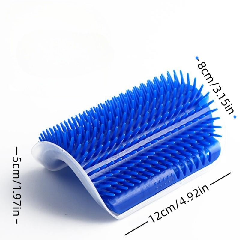 Wall Corner Self-Groomer Brush for Cats with Catnip