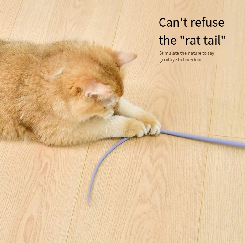 Silicone Mouse Tail Cat Teaser Wand with Refill