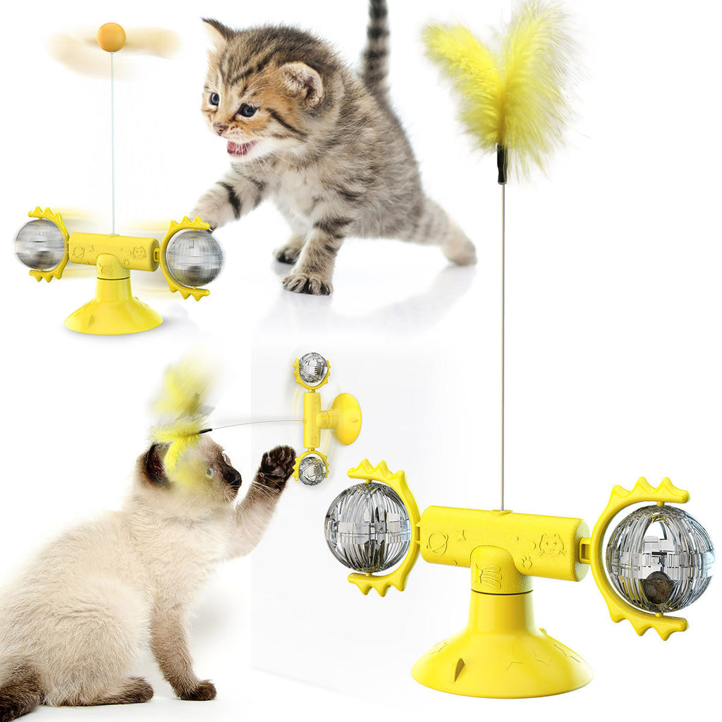 Suction Cup Windmill Cat Teaser Toy with Refill