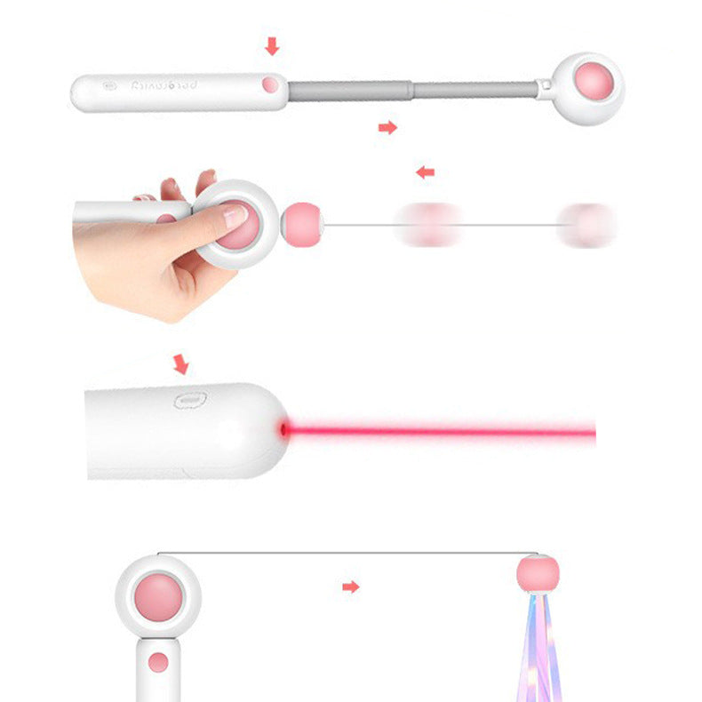 Interactive Cat Laser Toy with Replaceable Feather Wand