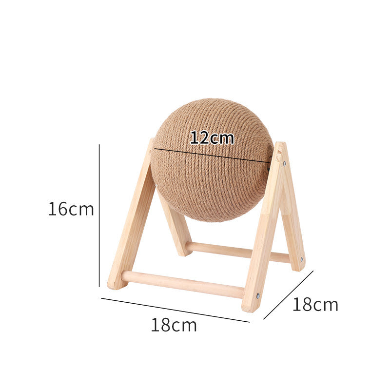 Wooden Cat Scratcher with Sisal Rope Column