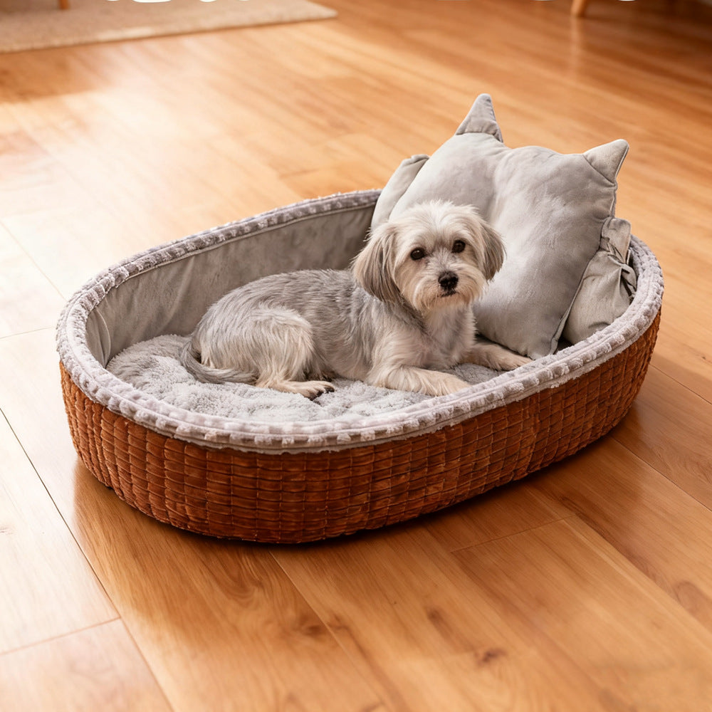 Half-Enclosed Winter Dog House Bed - Soft Fleece