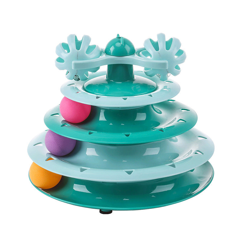 4-Layer Cat Turntable Track Ball Toy