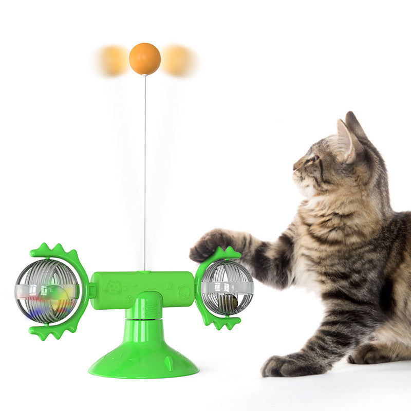 Suction Cup Windmill Cat Teaser Toy with Refill
