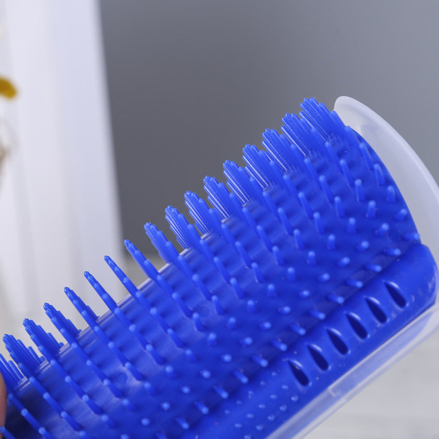 Wall Corner Self-Groomer Brush for Cats with Catnip