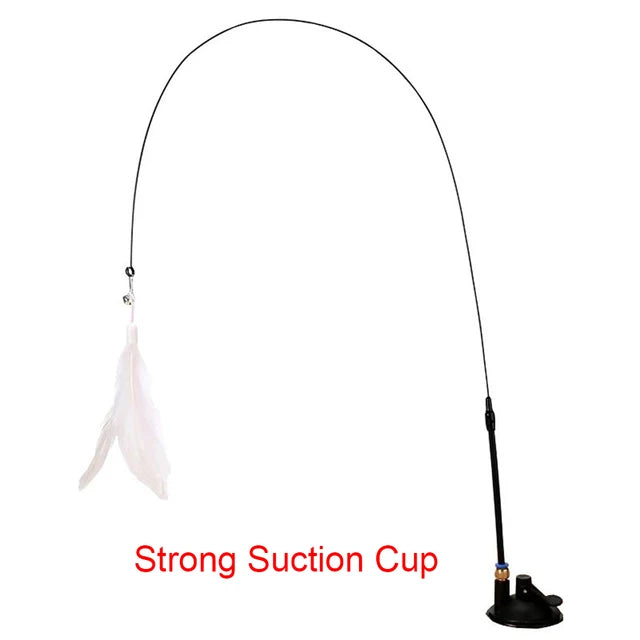 Interactive Feather Teaser Wand with Suction Cup