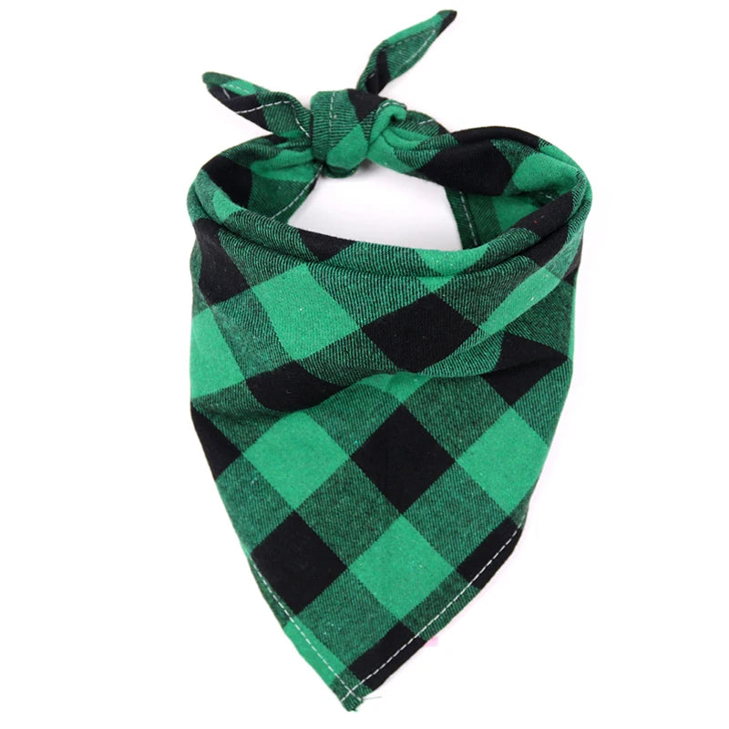 Plaid Cotton Dog Bandana - Adjustable Triangle Bib