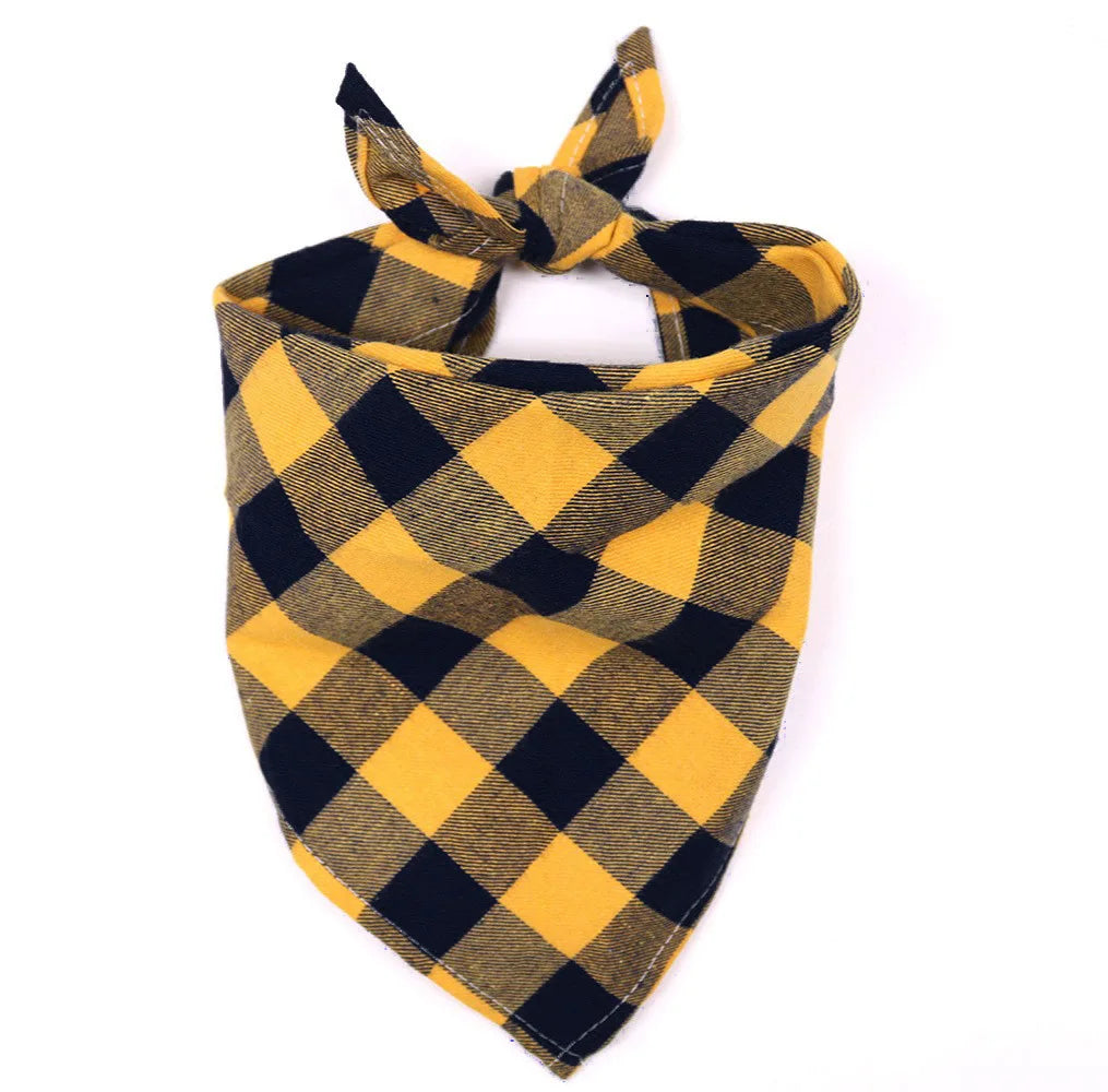 Plaid Cotton Dog Bandana - Adjustable Triangle Bib