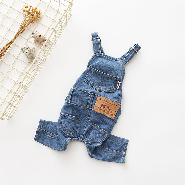 Stretchy Washed Denim Pet Overalls