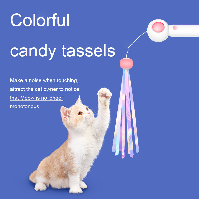 Interactive Cat Laser Toy with Replaceable Feather Wand