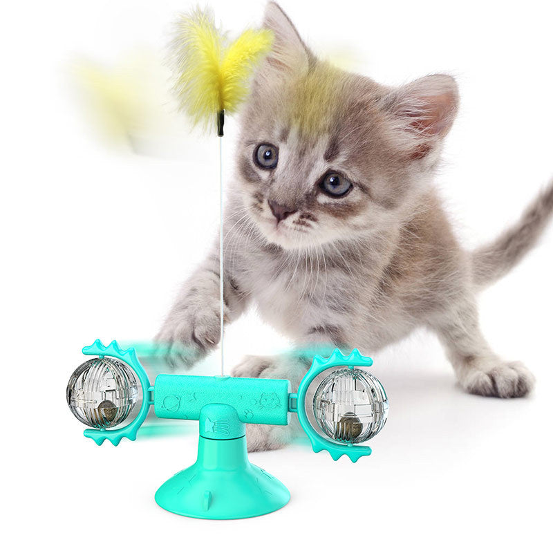 Suction Cup Windmill Cat Teaser Toy with Refill