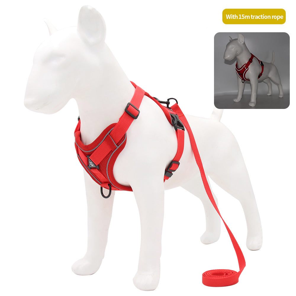 Reflective Vest-Style Dog Harness with Leash
