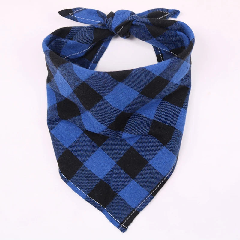 Plaid Cotton Dog Bandana - Adjustable Triangle Bib