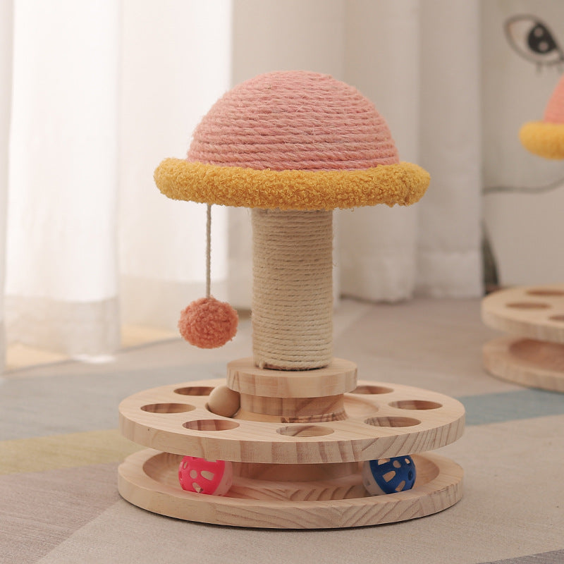 Solid Wood Cat Scratching Turntable Toy