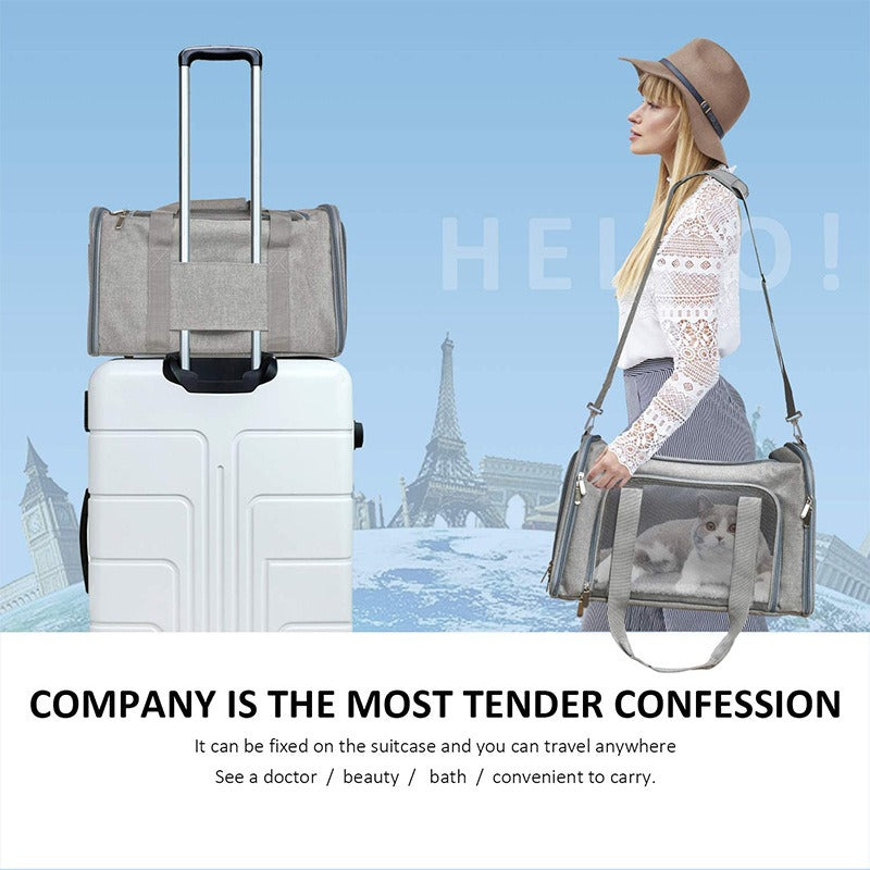 Foldable Cat Carrier Backpack - Breathable Crossbody Bag