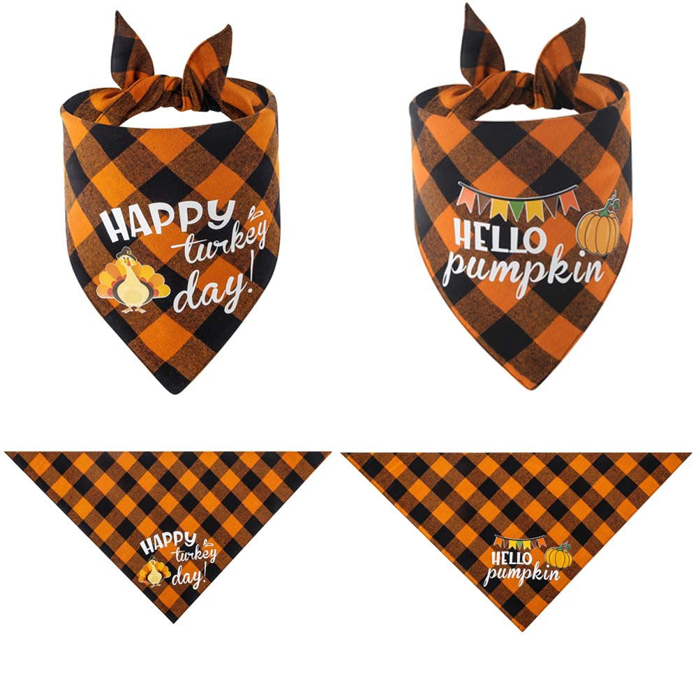 Plaid Thanksgiving Bandana for Pets