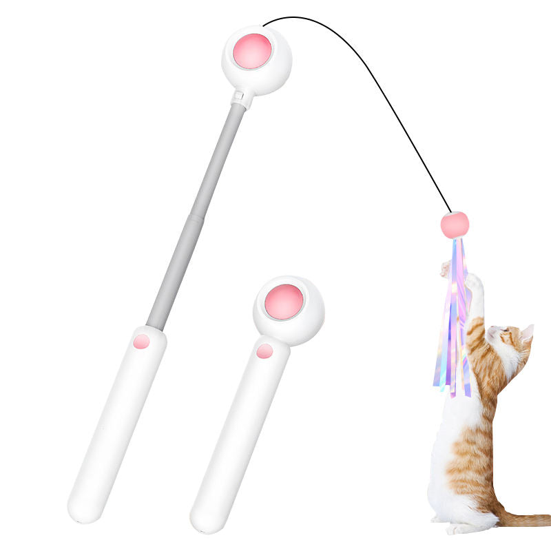 Interactive Cat Laser Toy with Replaceable Feather Wand