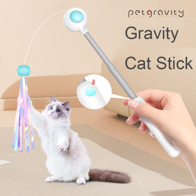 Interactive Cat Laser Toy with Replaceable Feather Wand