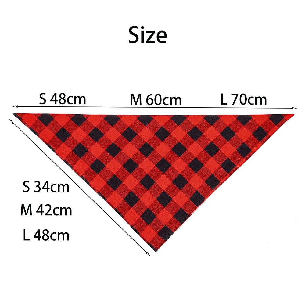Plaid Cotton Dog Bandana - Adjustable Triangle Bib