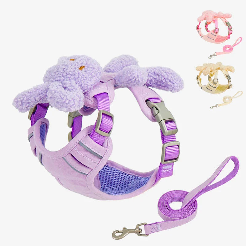 Reflective Pet Harness Vest & Leash Set for Small Dogs