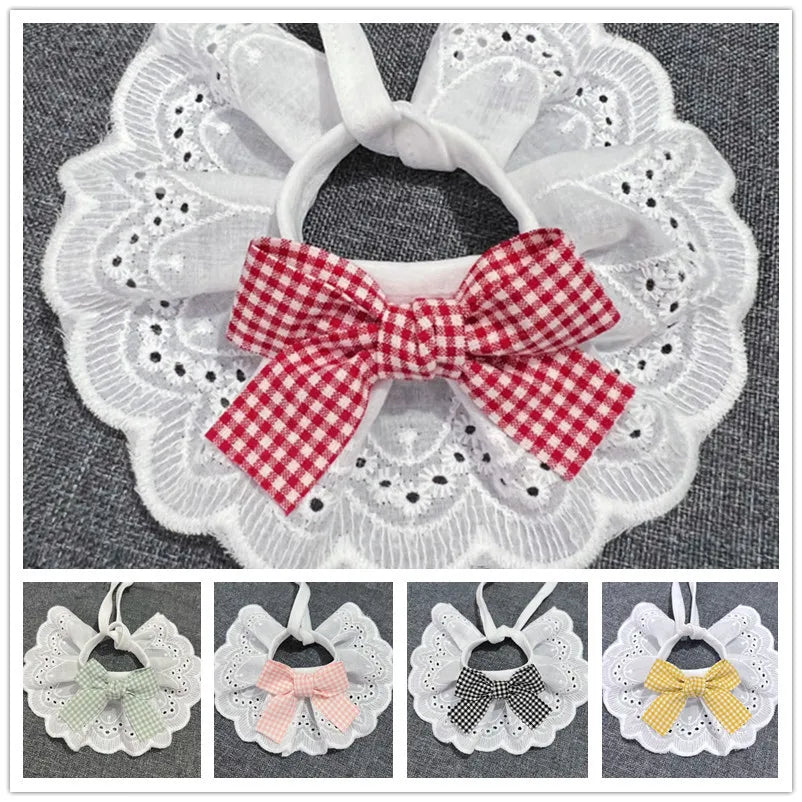 Lace Trim Round Neck Pet Bib Collar