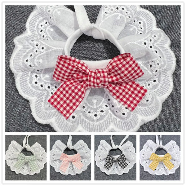 Lace Trim Round Neck Pet Bib Collar
