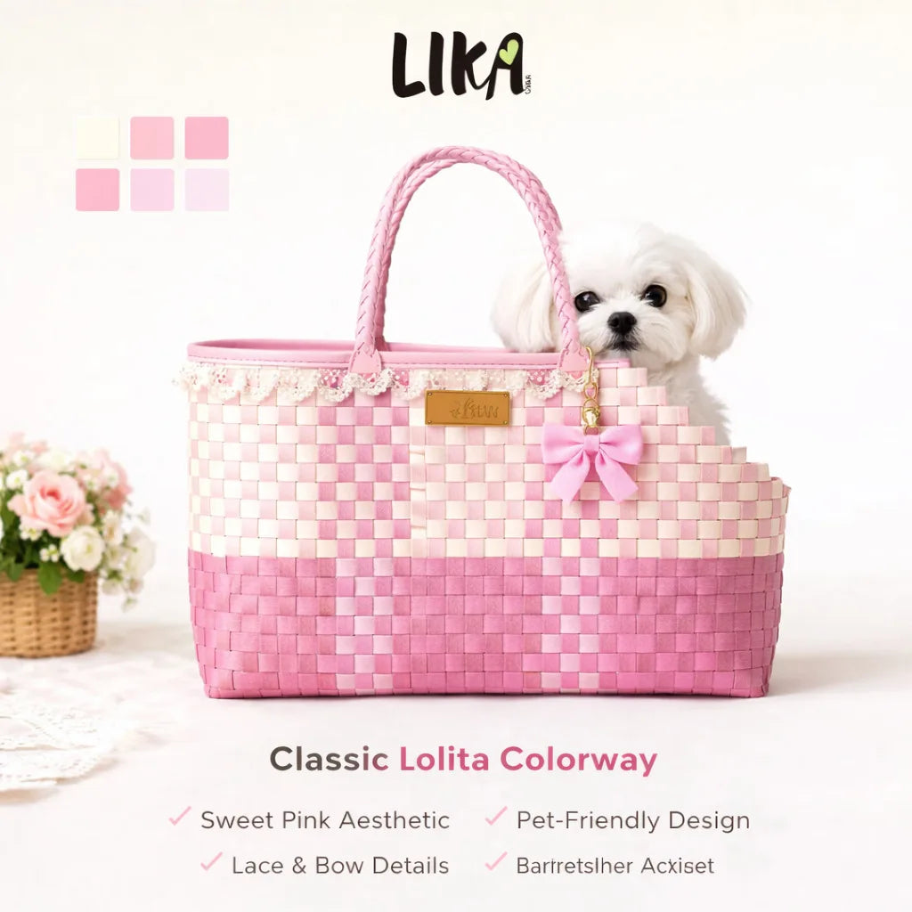 Lightweight Woven Pet Carrier Tote Bag for Cats & Small Dogs