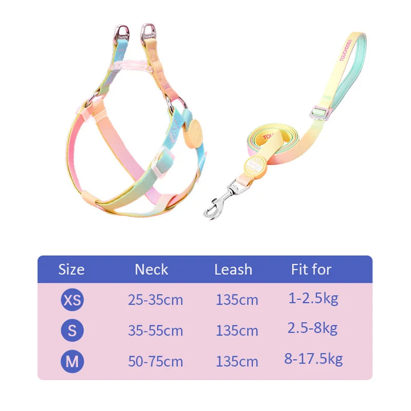 Y-Shaped Non-Choking Ombré Dog Harness & Leash Set