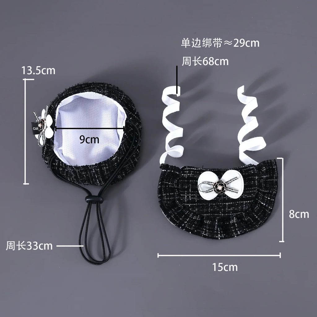 Knitted Woolen Flower Hat & Bow Bib Pet Accessory Set