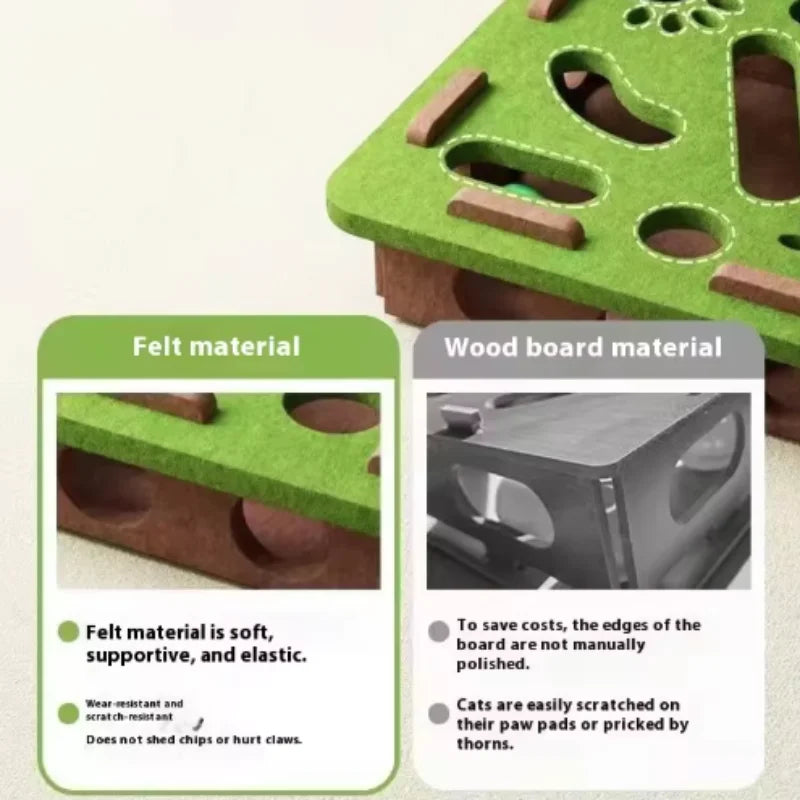 Interactive Felt Puzzle Maze Box with Bell Ball for Cats