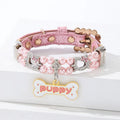 Beaded Pearl & Rhinestone Pet Collar with Bone Charm
