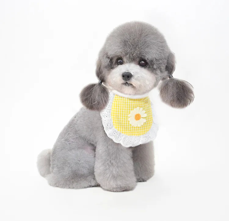Plaid Floral Daisy Pet Bandana - Drool Bib & Neck Scarf