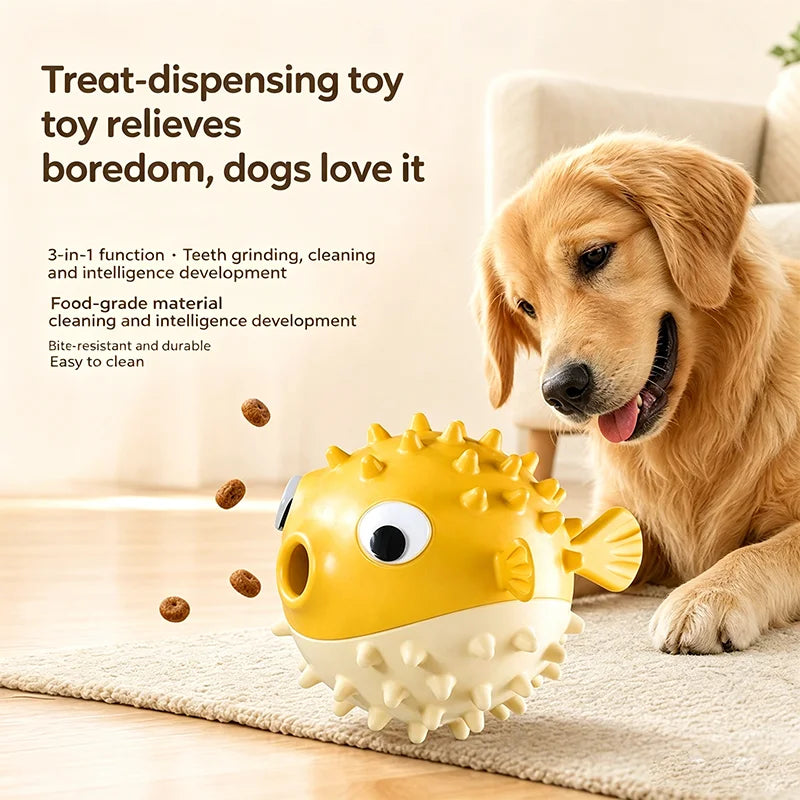 Bouncing Fish Treat-Dispensing Chew Ball with Bell