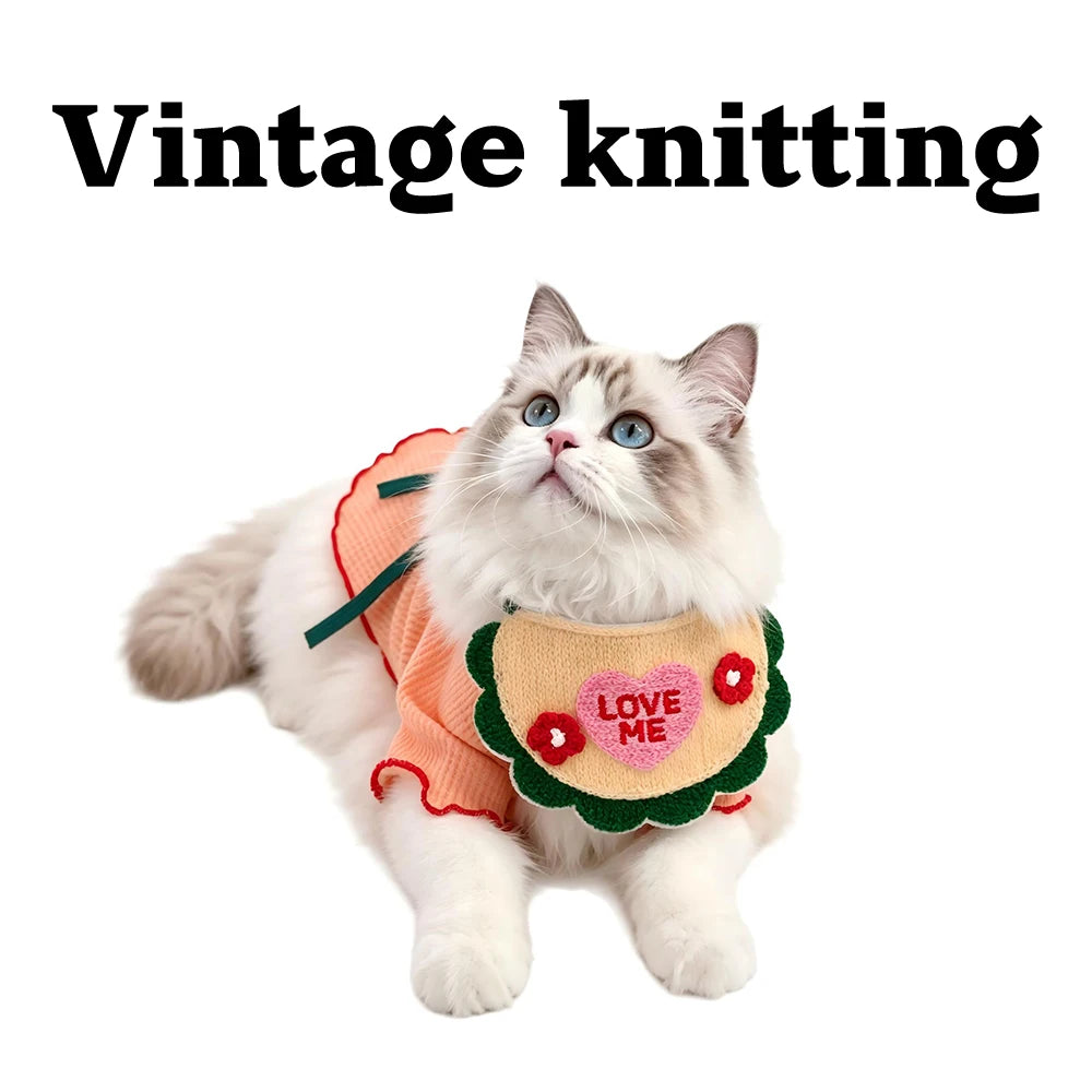 Knitted Lace Letter Bandana for Cats & Dogs