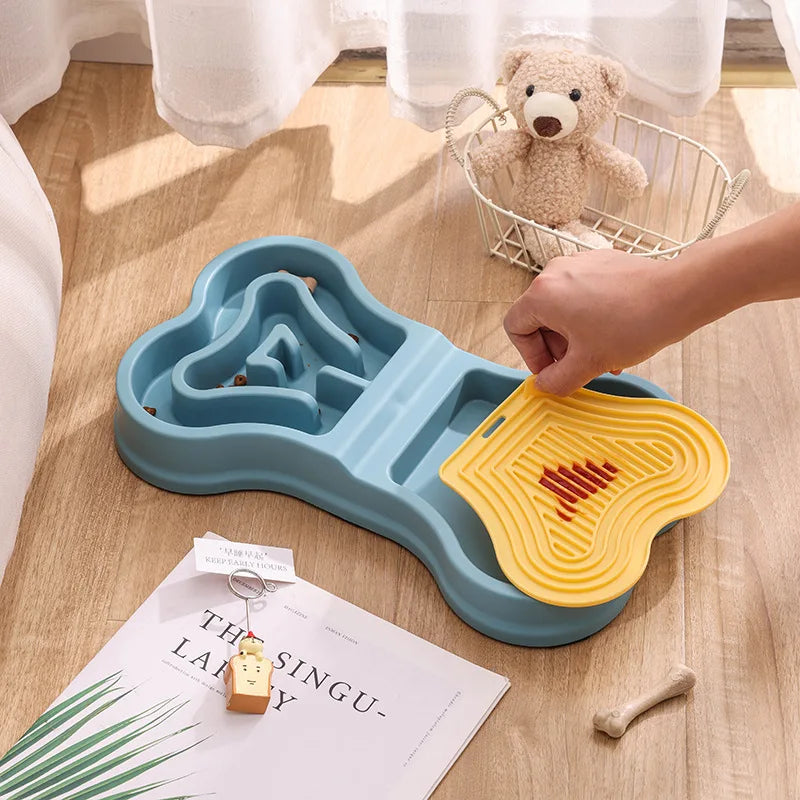 Anti-Slip Slow Feeder Bowl with Lick Mat