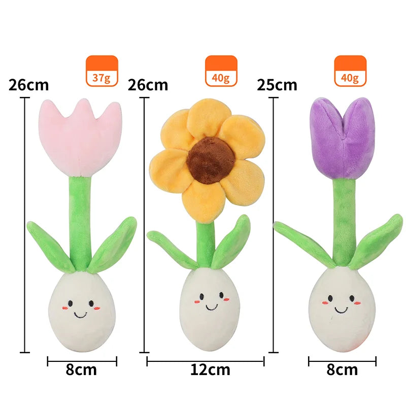 Flower-Shaped Plush Squeaky Hidden-Treat Dog Toy