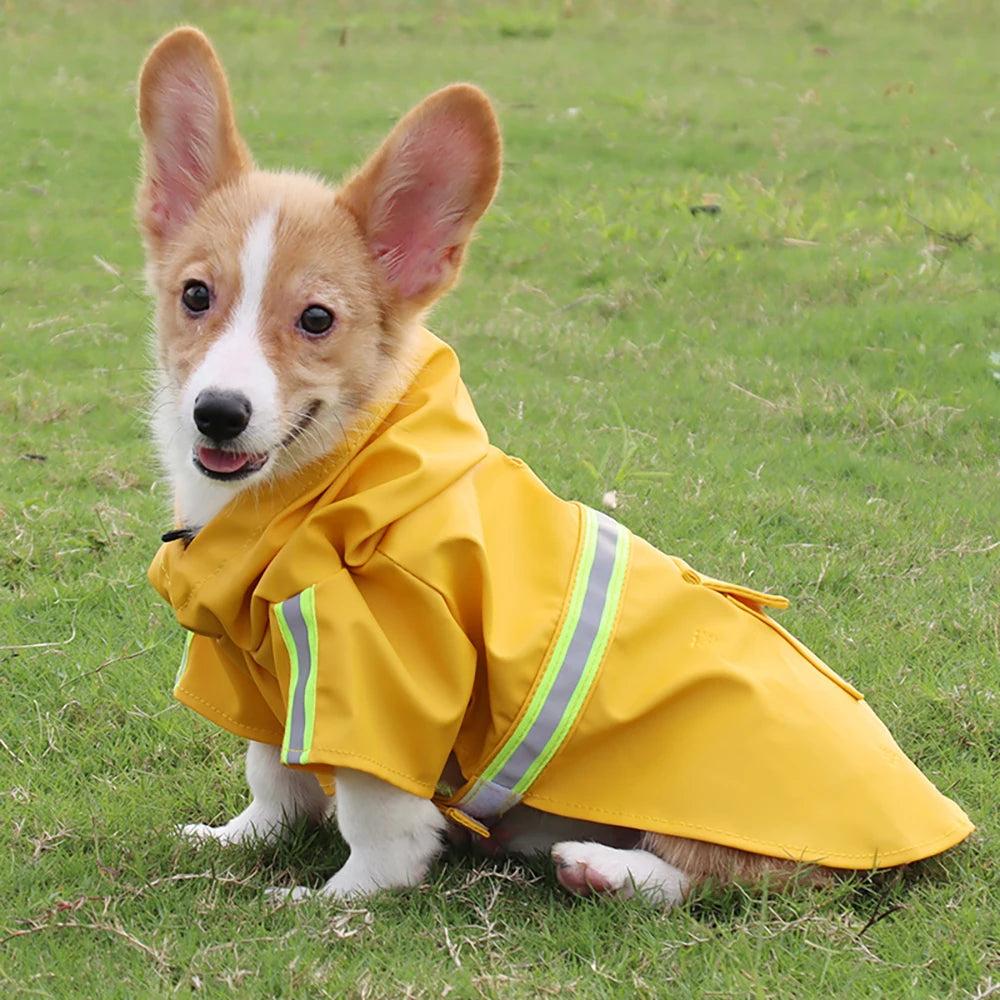 Reflective Waterproof Hooded Dog Raincoat