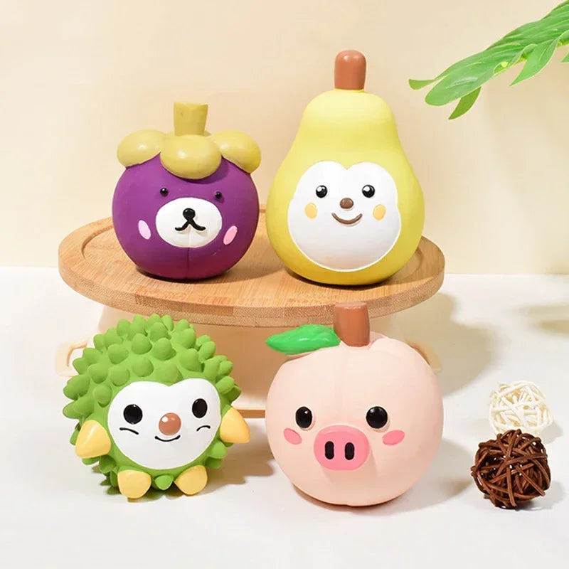 Fruit-Shaped Squeaky Latex Chew Toy for Dogs
