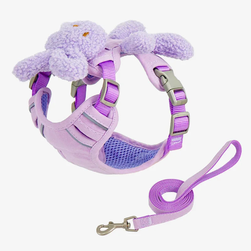 Reflective Pet Harness Vest & Leash Set for Small Dogs