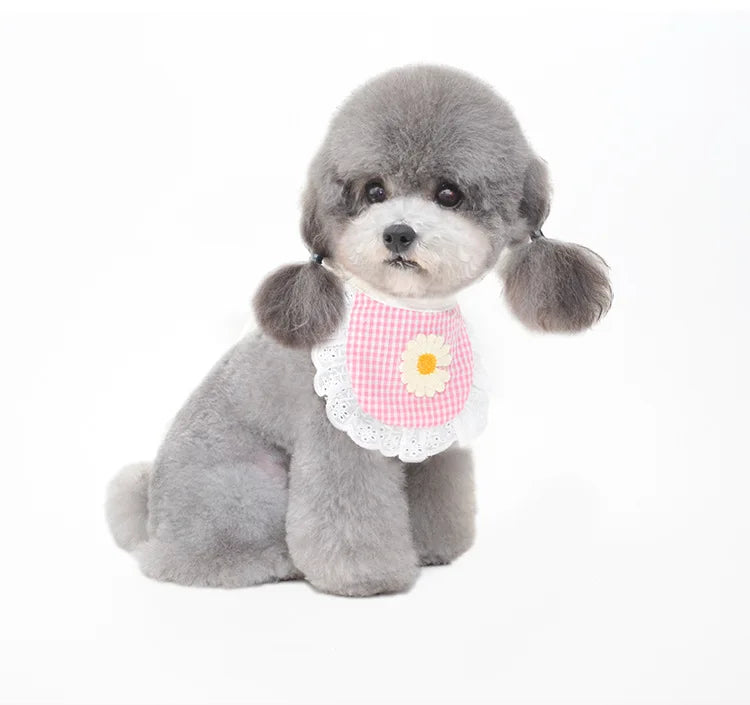 Plaid Floral Daisy Pet Bandana - Drool Bib & Neck Scarf