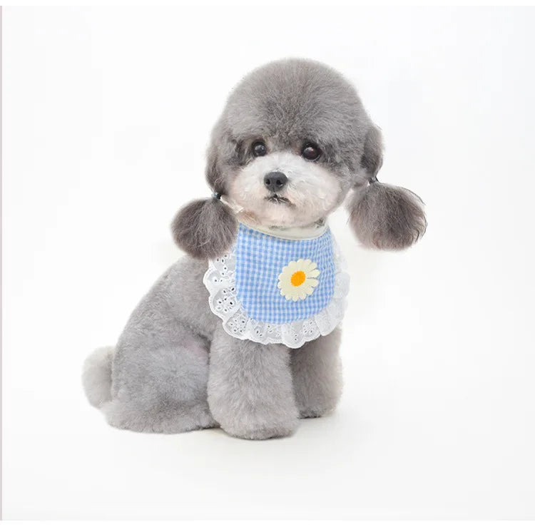 Plaid Floral Daisy Pet Bandana - Drool Bib & Neck Scarf