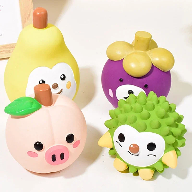 Fruit-Shaped Squeaky Latex Chew Toy for Dogs