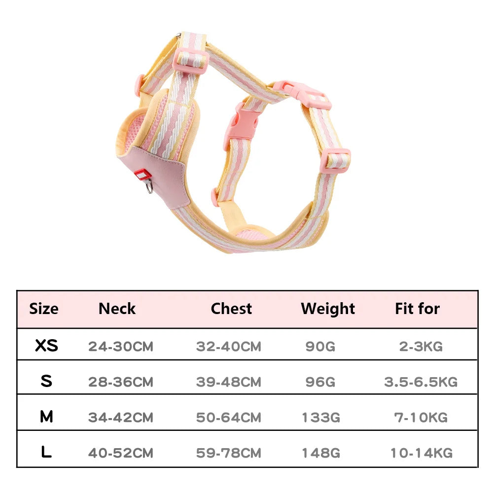 Dopamine Color Dog Harness & Leash Set for Outdoor Walks