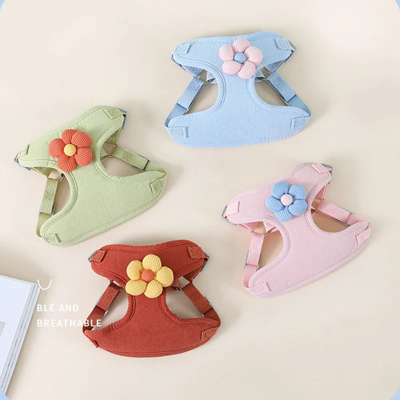 Flower Harness & Leash Set for Small Dog Breeds