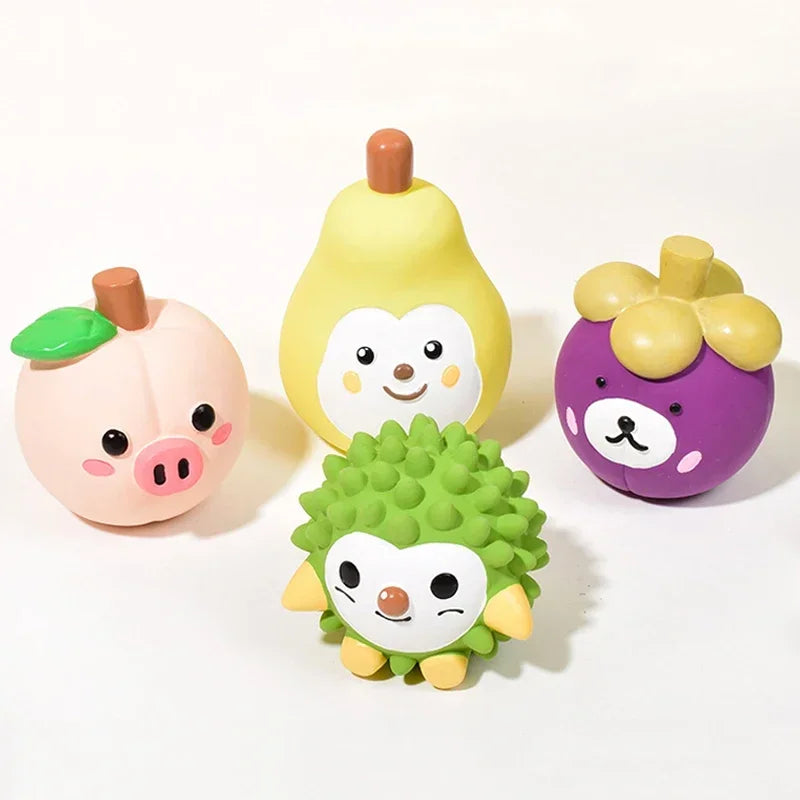 Fruit-Shaped Squeaky Latex Chew Toy for Dogs