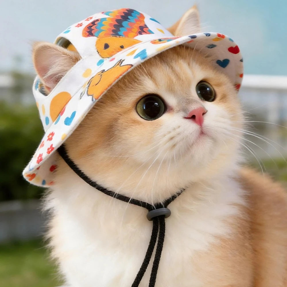 Adjustable Print Sun Hat for Small Dogs