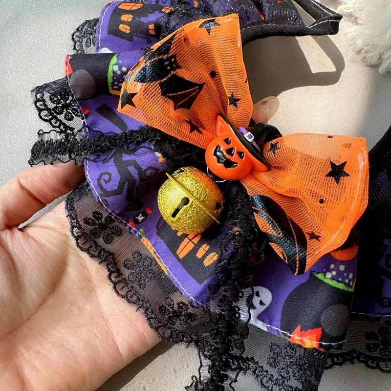 Gothic Lace Halloween Bandana with Hair Clip